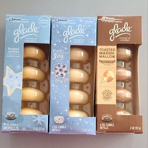 **3 Glade Candle Sets. NIB Frosted Cooking, Pure Vanilla Joy, Toasted Marshmello